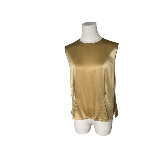 Vintage Alexandria 100% Silk Gold Sleeveless Blouse Size 12 Quiet Luxury - Picture 1 of 10